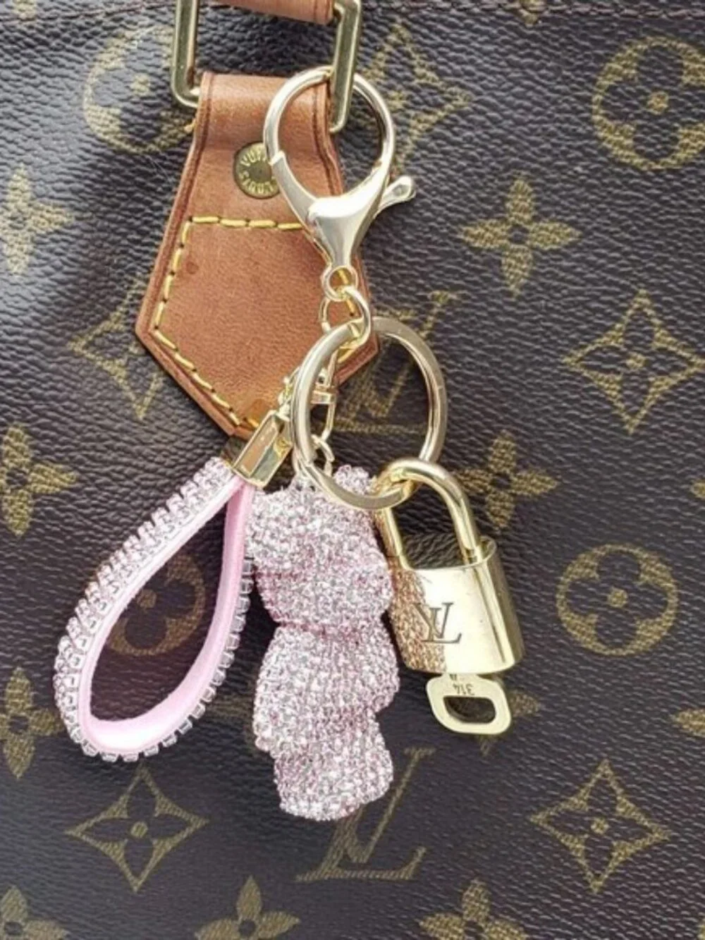 Authentic LV Gold Padlock & Key Set ✨ Luxury Bag Charm w/ Unbranded Keychain
